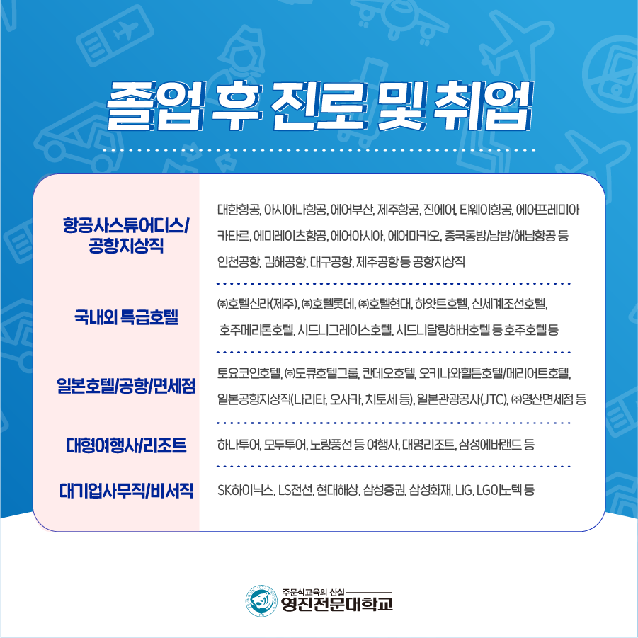 호텔항공관광과는 어떤 과인가요? - 입학 Q&A - 호텔항공관광과 - 영진전문대학교